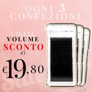 immagine rosa quadrata con la scritta promo Sconto Ciglia volume