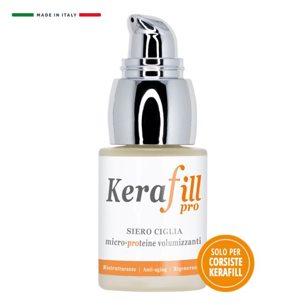 flacone kerafill con tappo argento ed etichetta arancione